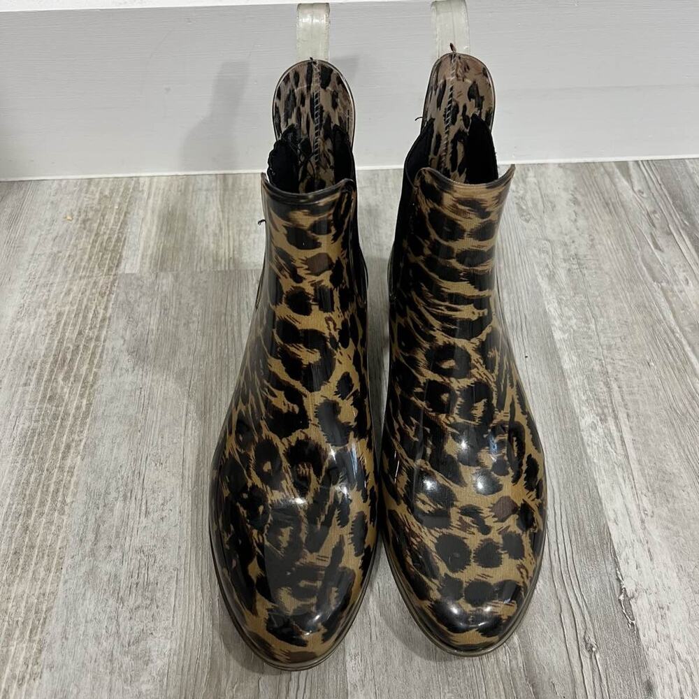 J. Crew Leopard Chelsea Boots Women's Pull-On Ankle Rain Snow Booties Size 9 - Picture 3 of 10